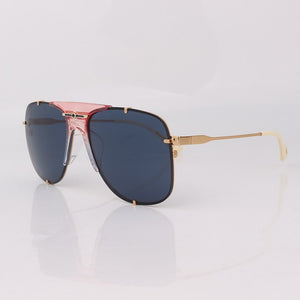 Pilot metal frame sunglasses women pink lenses ivory tips
