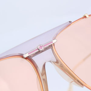 Pilot metal frame sunglasses women pink lenses ivory tips