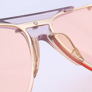 Pilot metal frame sunglasses women pink lenses ivory tips