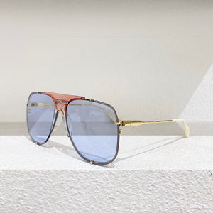 Pilot metal frame sunglasses women pink lenses ivory tips