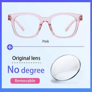 Pink Blue Light Glasses Magnifier Comfortable Women Myopia Prescription Eyeglasses Frame Square ladies Reading Glasses