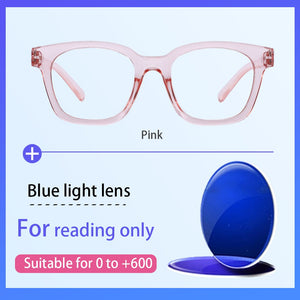 Pink Blue Light Glasses Magnifier Comfortable Women Myopia Prescription Eyeglasses Frame Square ladies Reading Glasses