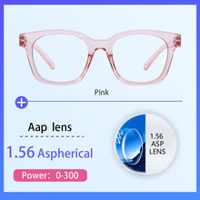 Load image into Gallery viewer, Pink Blue Light Glasses Magnifier Comfortable Women Myopia Prescription Eyeglasses Frame Square ladies Reading Glasses