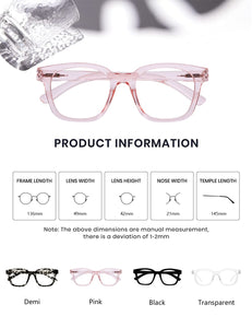 Pink Blue Light Glasses Magnifier Comfortable Women Myopia Prescription Eyeglasses Frame Square ladies Reading Glasses