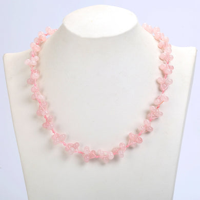 Collana di cristallo rosa Collana di quarzo rosa Gioielli di cristallo da donna Ciondolo boutique di moda Perline tessute a mano Regali di San Valentino D 