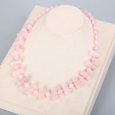 Pink Crystal Necklace Rose Quartz Necklace Women Jewelry Original Choker Gemstone Necklace Bohemian Collar Girls Dropshipping DK