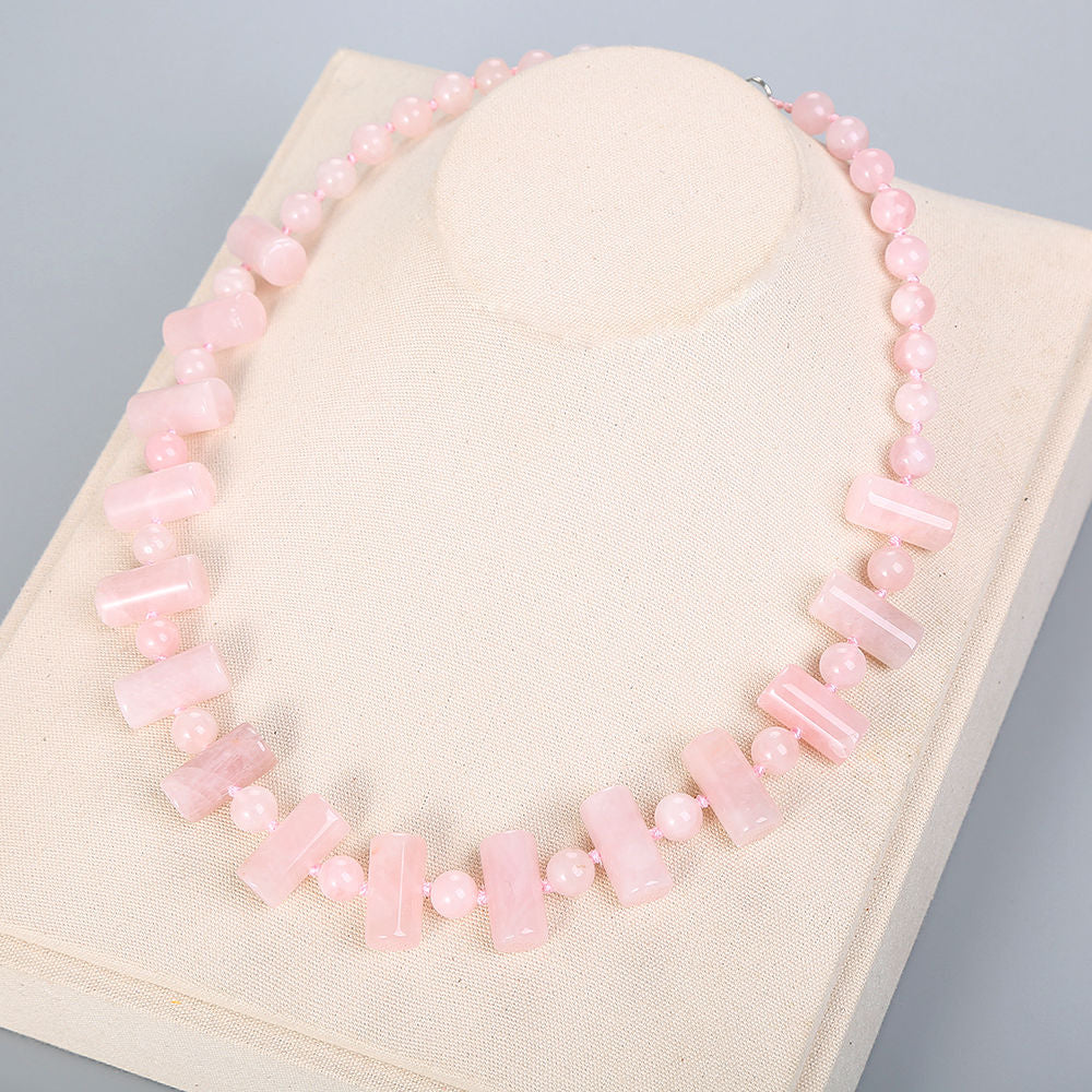 Pink Crystal Necklace Rose Quartz Necklace Women Jewelry Original Choker Gemstone Necklace Bohemian Collar Girls Dropshipping DK