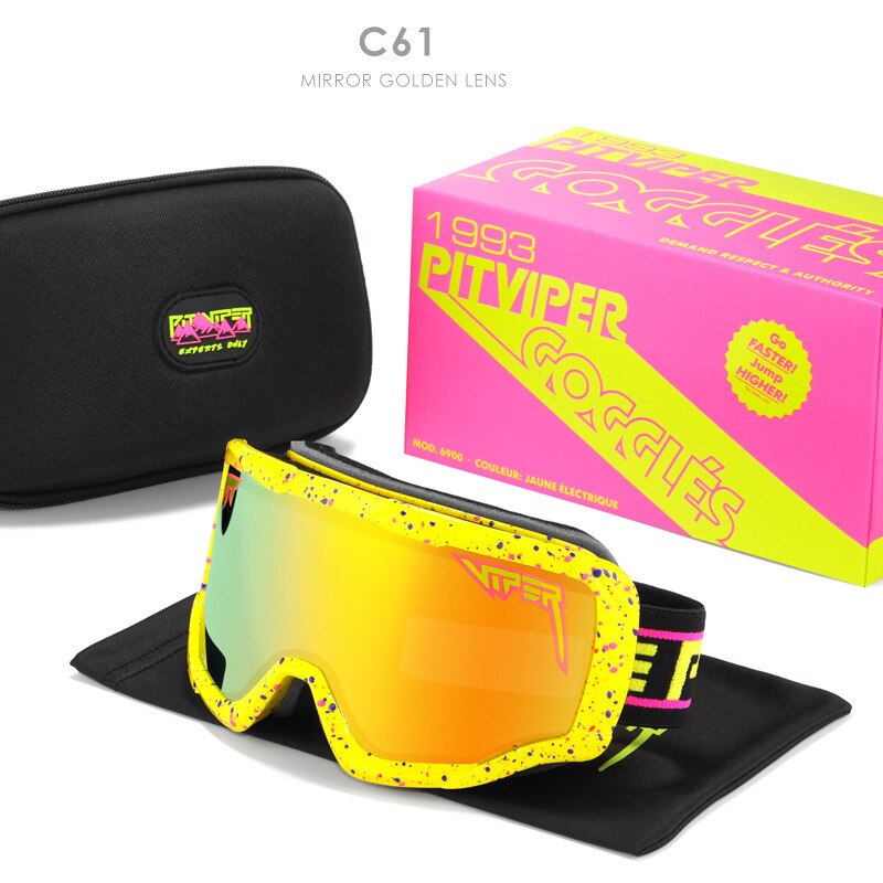 Pit Viper Men Women Skiing Goggles Sunglasses Trendy Oversized UV400  Gafas de sol One Piece Lens Glasses Adjustable