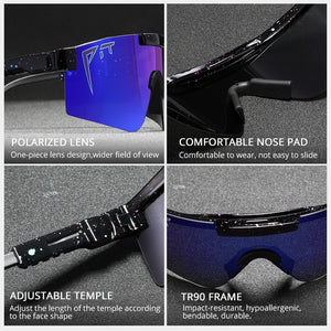 Pit Viper Polarized Oversized Sunglasses Men One-piece Lens Shield Gafas de sol Semi-rimless Mirror UV400 Adjustable