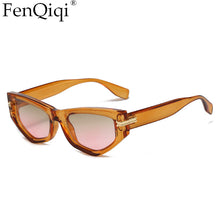 Load image into Gallery viewer, Plastic Cat Eyes Small Sunglass Mens Vintage Brand Designer Leopard Gradient Travel Sun glasses Man Sunglasses.