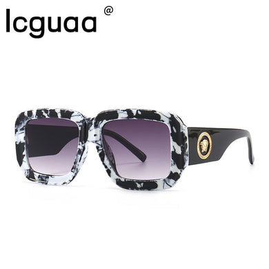 Plastic Oversized Lion Square Sunglasses Mens Rectangle Big Frame Sun Glasses Man Flat Top Cool Google Shades Shaded UV400