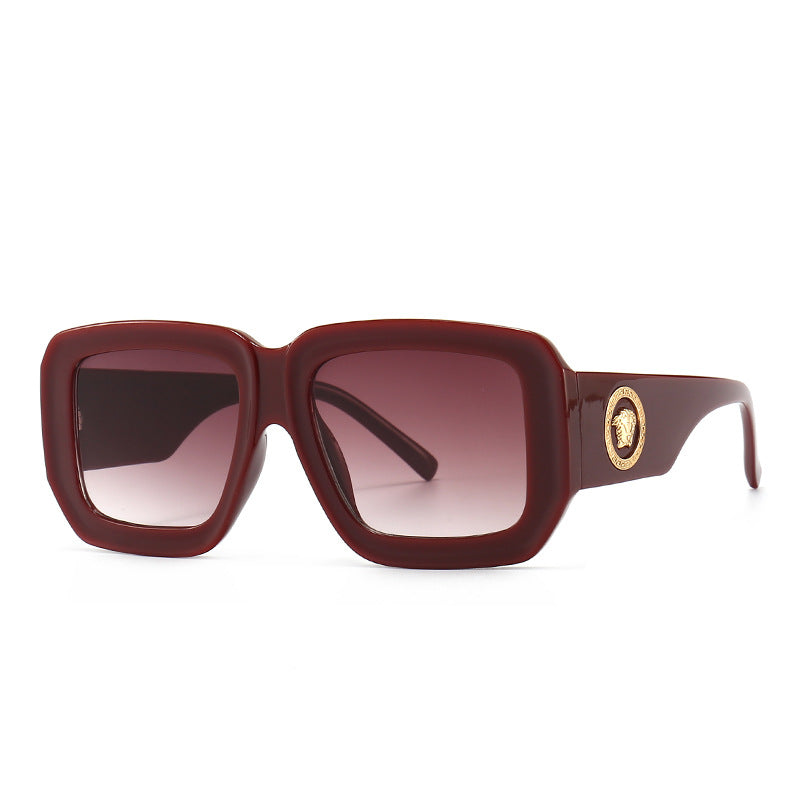 Plastic Oversized Lion Square Sunglasses Mens Rectangle Big Frame Sun Glasses Man Flat Top Cool Google Shades Shaded UV400