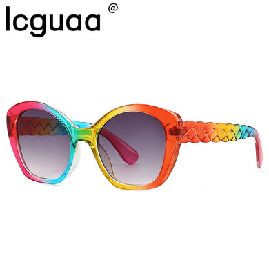 Plastic Oversized Muti Colors Cat Eyes Sunglasses Shades Uv400 2023 Rainbow Men Retro Female Ladies Sun Glasses