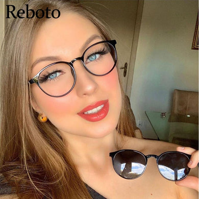Occhiali da sole magnetici polarizzati 2 in 1 da donna Occhiali da vista rotondi anti blu retrò Donna 2023 Occhiali da vista ottici 