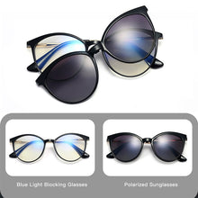 Load image into Gallery viewer, Polarized 2 in 1 Magnetic Sunglasses Women Retro Round Anti Blue Glasses Frame Female 2023 Optical Prescription Eyeglasses