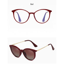 Load image into Gallery viewer, Polarized 2 in 1 Magnetic Sunglasses Women Retro Round Anti Blue Glasses Frame Female 2023 Optical Prescription Eyeglasses