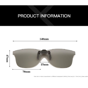 Polarized Clip on Sunglasses Clip on Glasses Square Polaroid Lens Men Women Mirror Clip Sun Glasses Vision Driving Fishing UV400