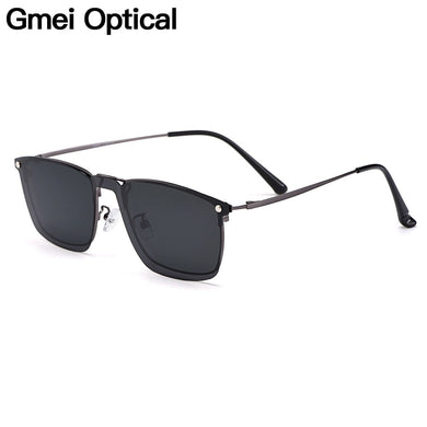 Polarized Clip on Sunglasses Gmei Optical Classical Men Square Ultralight Titanium Alloy Full Rim Sunshades Glasses Frame S94009