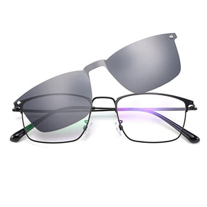 Polarized Clip on Sunglasses Gmei Optical Classical Men Square Ultralight Titanium Alloy Full Rim Sunshades Glasses Frame S94009