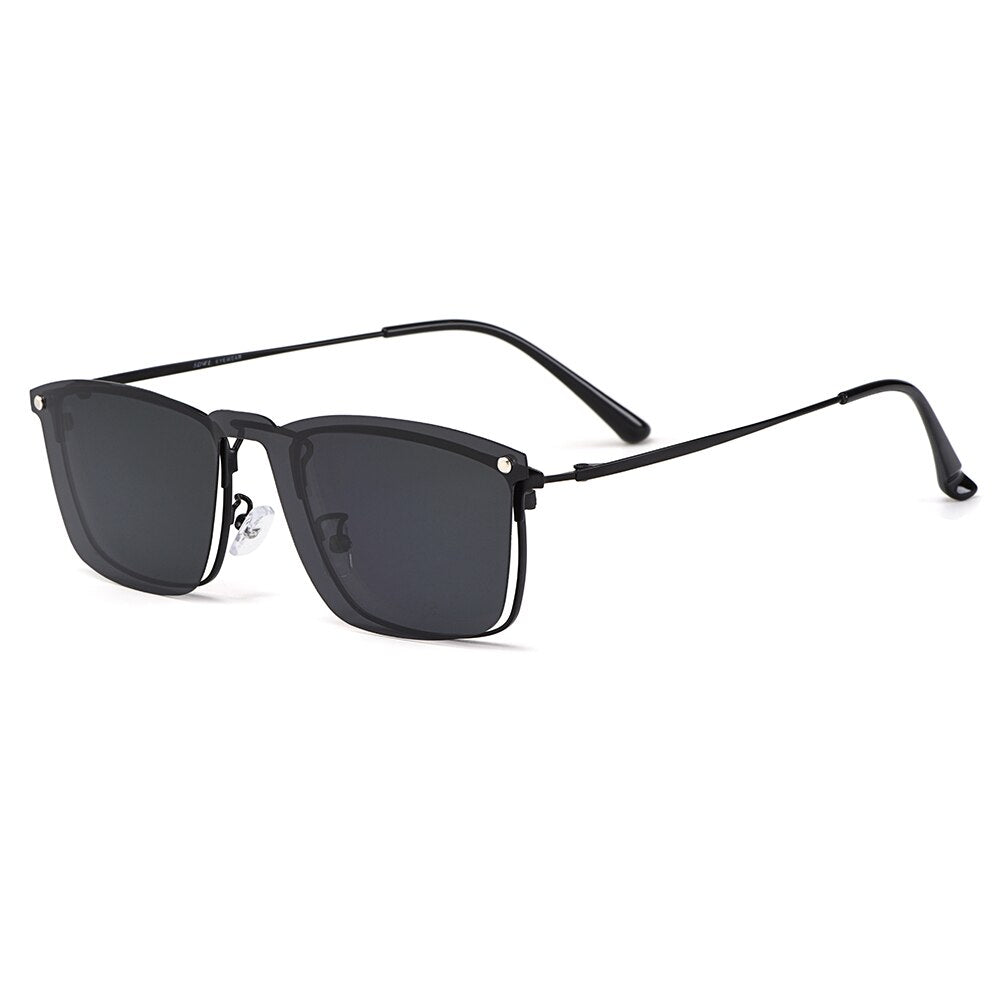 Polarized Clip on Sunglasses Gmei Optical Classical Men Square Ultralight Titanium Alloy Full Rim Sunshades Glasses Frame S94009