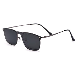 Polarized Clip on Sunglasses Gmei Optical Classical Men Square Ultralight Titanium Alloy Full Rim Sunshades Glasses Frame S94009