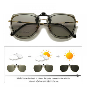 Polarized Clip on Sunglasses Men Women Photochromic Sun Glasses Night Vision Driving Goggle Flip Up Lens Glasses UV400 Oculos