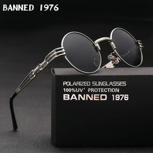 Load image into Gallery viewer, Polarized Gothic Steampunk Sunglasses Men Women Brand Designer Vintage Round Shades Metal Frame Sun Glasses Oculos