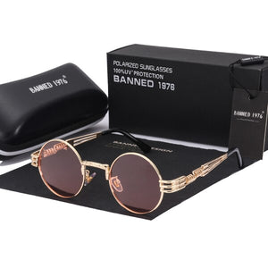 Polarized Gothic Steampunk Sunglasses Men Women Brand Designer Vintage Round Shades Metal Frame Sun Glasses Oculos