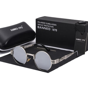 Polarized Gothic Steampunk Sunglasses Men Women Brand Designer Vintage Round Shades Metal Frame Sun Glasses Oculos