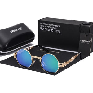 Polarized Gothic Steampunk Sunglasses Men Women Brand Designer Vintage Round Shades Metal Frame Sun Glasses Oculos