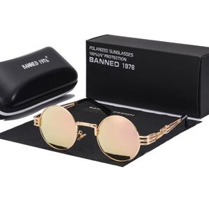 Polarized Gothic Steampunk Sunglasses Men Women Brand Designer Vintage Round Shades Metal Frame Sun Glasses Oculos