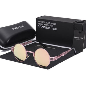 Polarized Gothic Steampunk Sunglasses Men Women Brand Designer Vintage Round Shades Metal Frame Sun Glasses Oculos