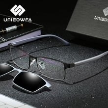 Carica l&#39;immagine nel visualizzatore di Gallery, Polarized Magnet Clip On Eyeglasses Frame Men Optical Prescription Glasses Frame Men Myopia Clear Magnet Clip On Sunglasses Male