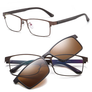 Polarized Magnet Clip On Eyeglasses Frame Men Optical Prescription Glasses Frame Men Myopia Clear Magnet Clip On Sunglasses Male