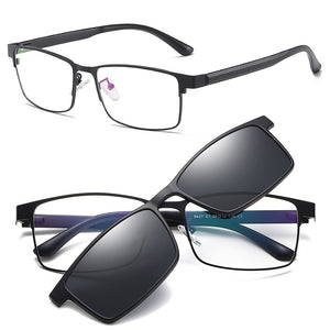 Polarized Magnet Clip On Eyeglasses Frame Men Optical Prescription Glasses Frame Men Myopia Clear Magnet Clip On Sunglasses Male