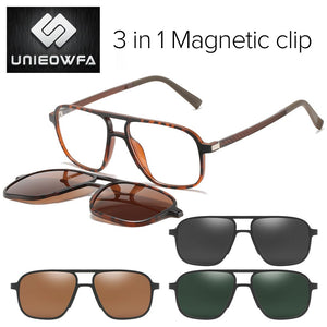 Polarized Magnet Clip On Glasses Frame Men Optical Myopia Eyeglasses Frame Prescription Black Magnet Clip On Sunglasses Male