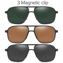 Load image into Gallery viewer, Polarized Magnet Clip On Glasses Frame Men Optical Myopia Eyeglasses Frame Prescription Black Magnet Clip On Sunglasses Male