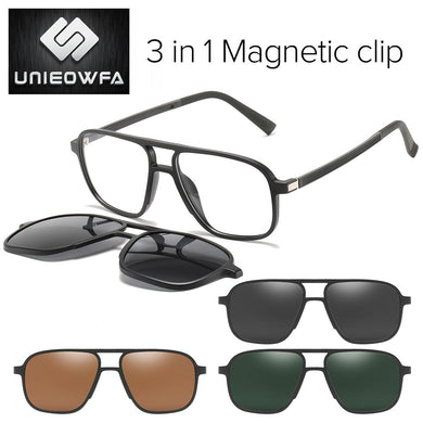 Polarized Magnet Clip On Glasses Frame Men Optical Myopia Eyeglasses Frame Prescription Black Magnet Clip On Sunglasses Male