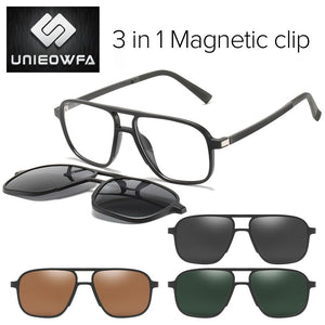 Polarized Magnet Clip On Glasses Frame Men Optical Myopia Eyeglasses Frame Prescription Black Magnet Clip On Sunglasses Male