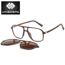 Load image into Gallery viewer, Polarized Magnet Clip On Glasses Frame Men Optical Myopia Eyeglasses Frame Prescription Black Magnet Clip On Sunglasses Male