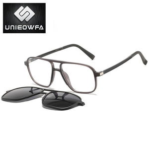 Polarized Magnet Clip On Glasses Frame Men Optical Myopia Eyeglasses Frame Prescription Black Magnet Clip On Sunglasses Male