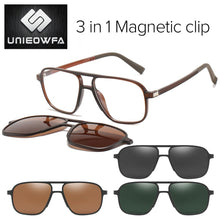 Load image into Gallery viewer, Polarized Magnet Clip On Glasses Frame Men Optical Myopia Eyeglasses Frame Prescription Black Magnet Clip On Sunglasses Male