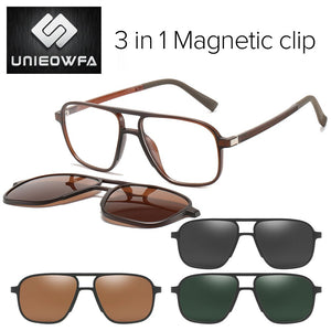 Polarized Magnet Clip On Glasses Frame Men Optical Myopia Eyeglasses Frame Prescription Black Magnet Clip On Sunglasses Male