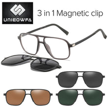 Load image into Gallery viewer, Polarized Magnet Clip On Glasses Frame Men Optical Myopia Eyeglasses Frame Prescription Black Magnet Clip On Sunglasses Male