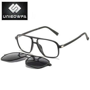 Polarized Magnet Clip On Glasses Frame Men Optical Myopia Eyeglasses Frame Prescription Black Magnet Clip On Sunglasses Male