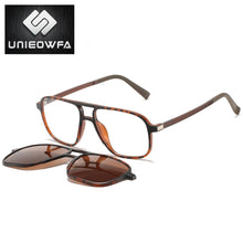 Load image into Gallery viewer, Polarized Magnet Clip On Glasses Frame Men Optical Myopia Eyeglasses Frame Prescription Black Magnet Clip On Sunglasses Male