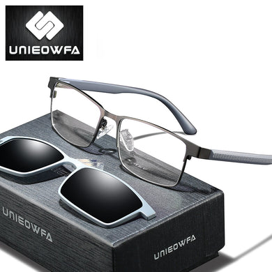 Polarized Magnet Clip On Glasses Frame Men Optical Prescription Eyeglasses Frame Male Clear Myopia Magnet Clip On Sunglasses Men