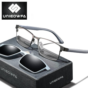 Polarized Magnet Clip On Glasses Frame Men Optical Prescription Eyeglasses Frame Male Clear Myopia Magnet Clip On Sunglasses Men