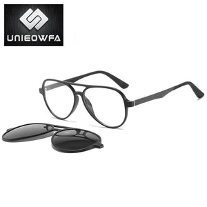 Polarized Magnet Clip on Glasses Frame Men Aviation Prescription Eyeglasses Frame Optical Myopia Pilot Magnet Clip On Sunglasses