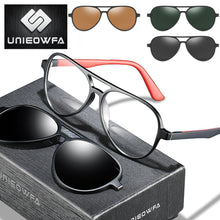 Load image into Gallery viewer, Polarized Magnet Clip on Glasses Frame Men Aviation Prescription Eyeglasses Frame Optical Myopia Pilot Magnet Clip On Sunglasses